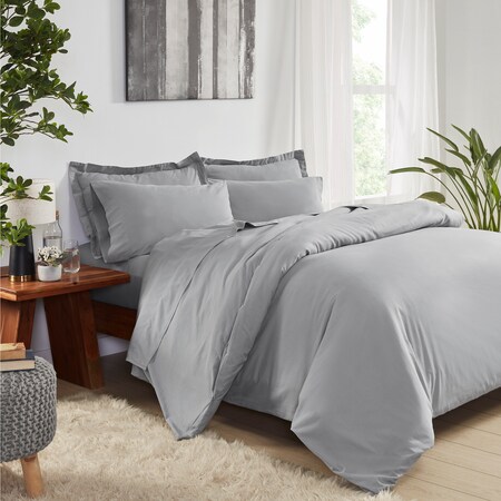 Modern Threads Modern Threads Pre-Washed Cotton 3-Piece Duvet set Silver Queen 3DVCTARE-SIL-QN